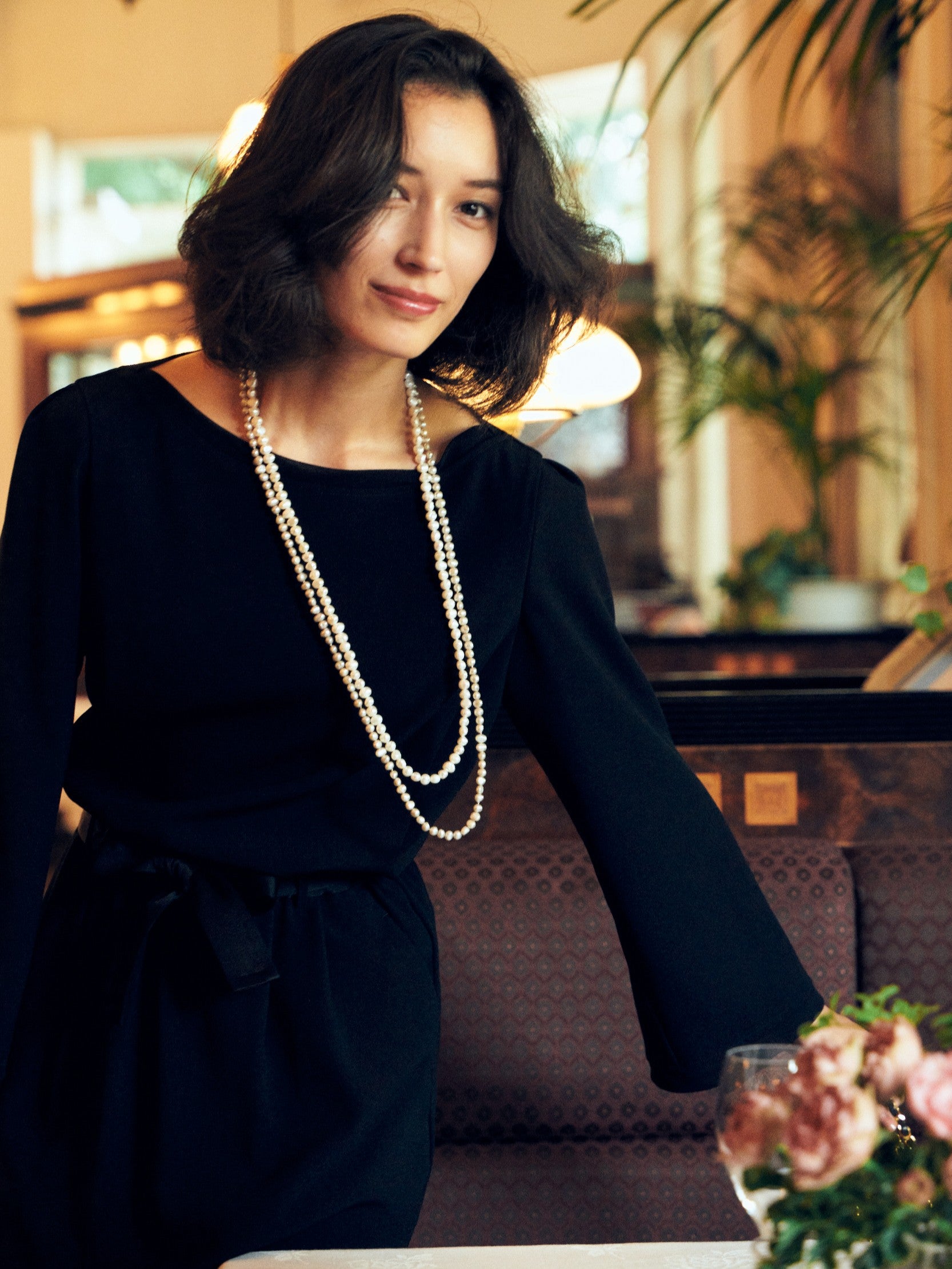 テイパードプラウス(バックサテンジョーゼット)