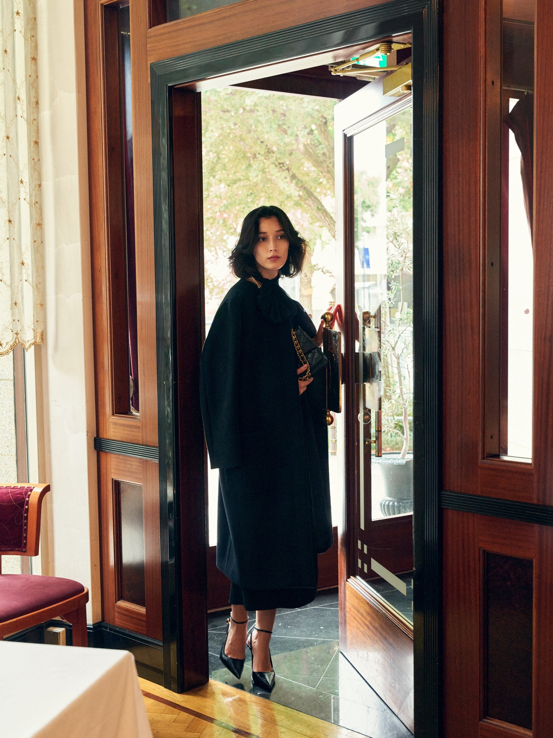 バックサテンジョーゼット タック・スカート