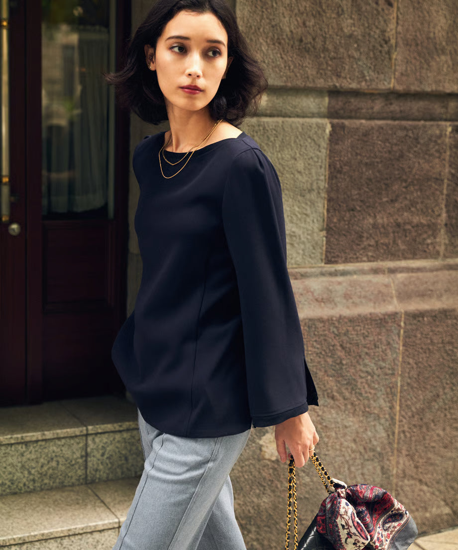 テイパードプラウス(バックサテンジョーゼット)