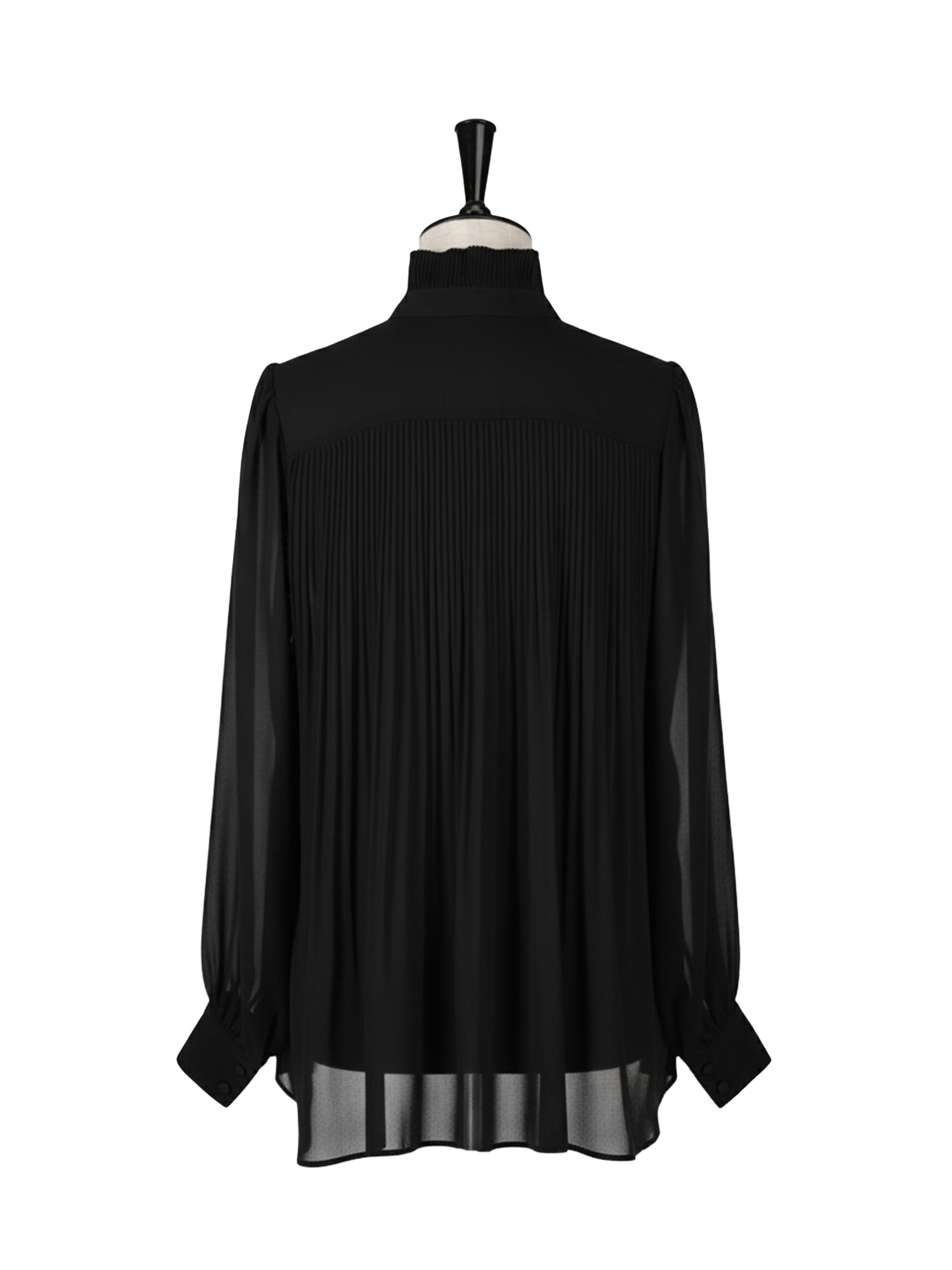 Puff sleeve pleated blouse *Black bow