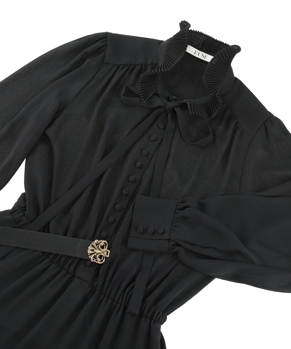 クレープ プリーツドレス