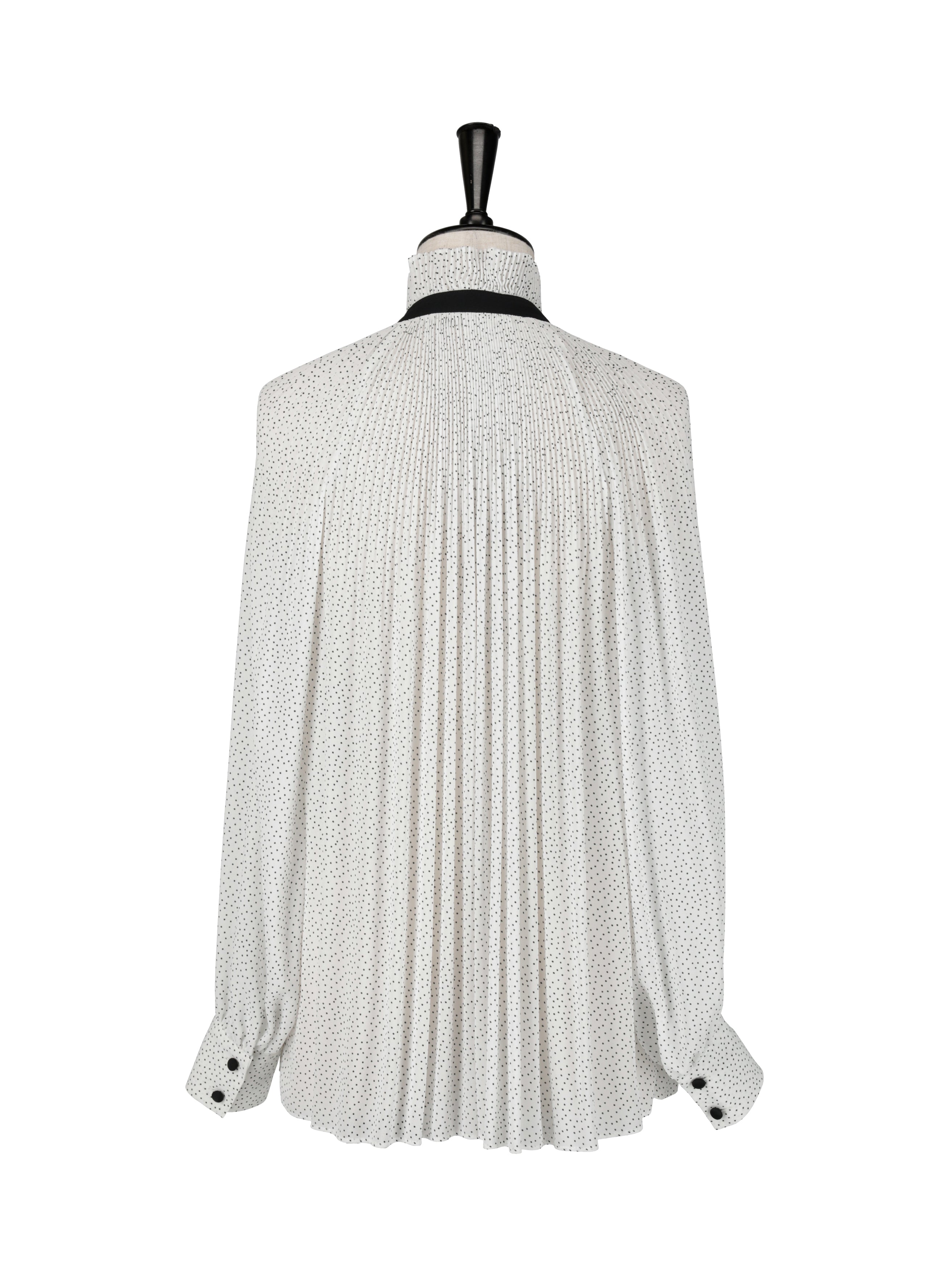 タイニードットプリントプリーツブラウス