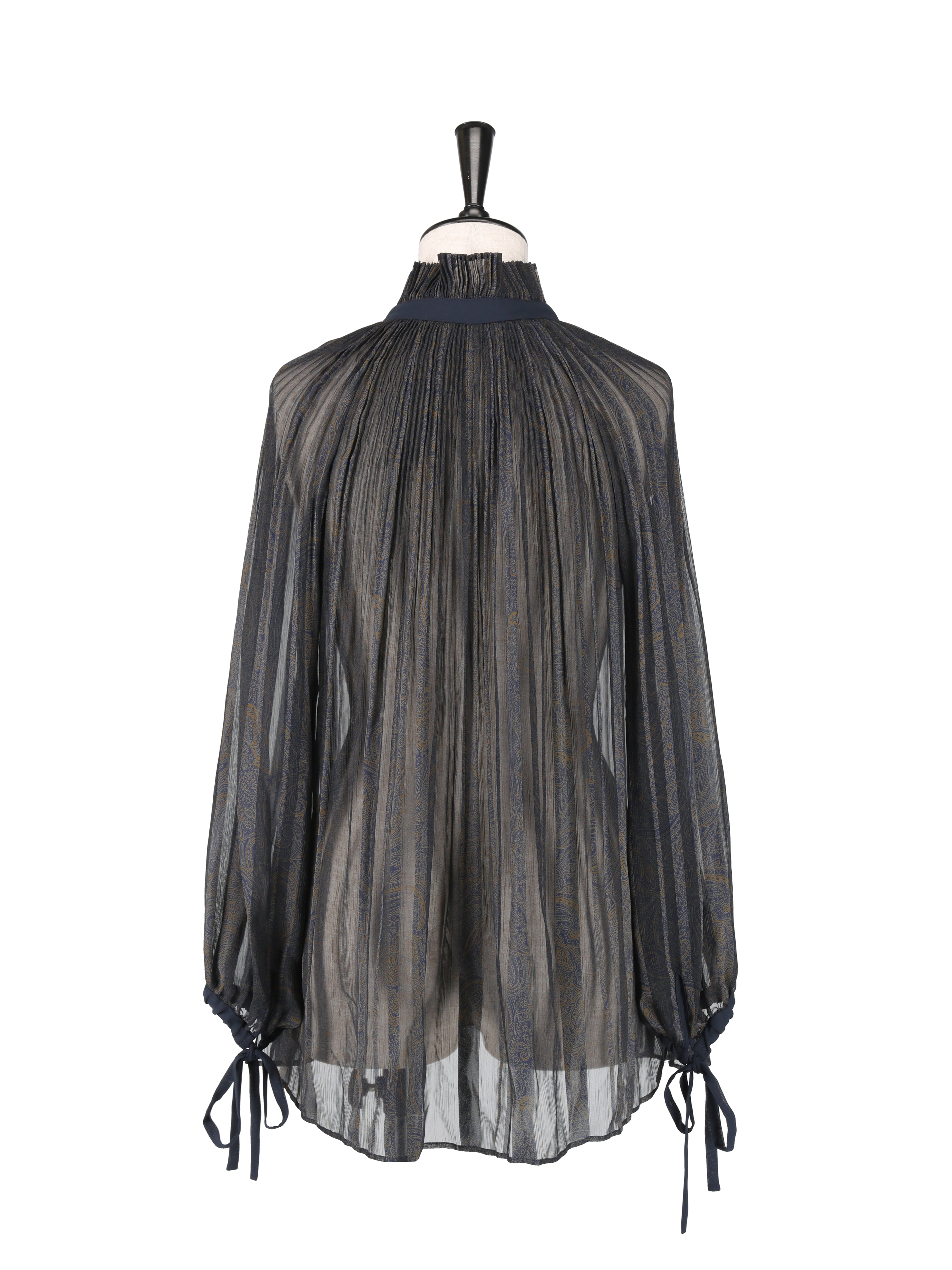 プリーツブラウス(ペイズリープリント)