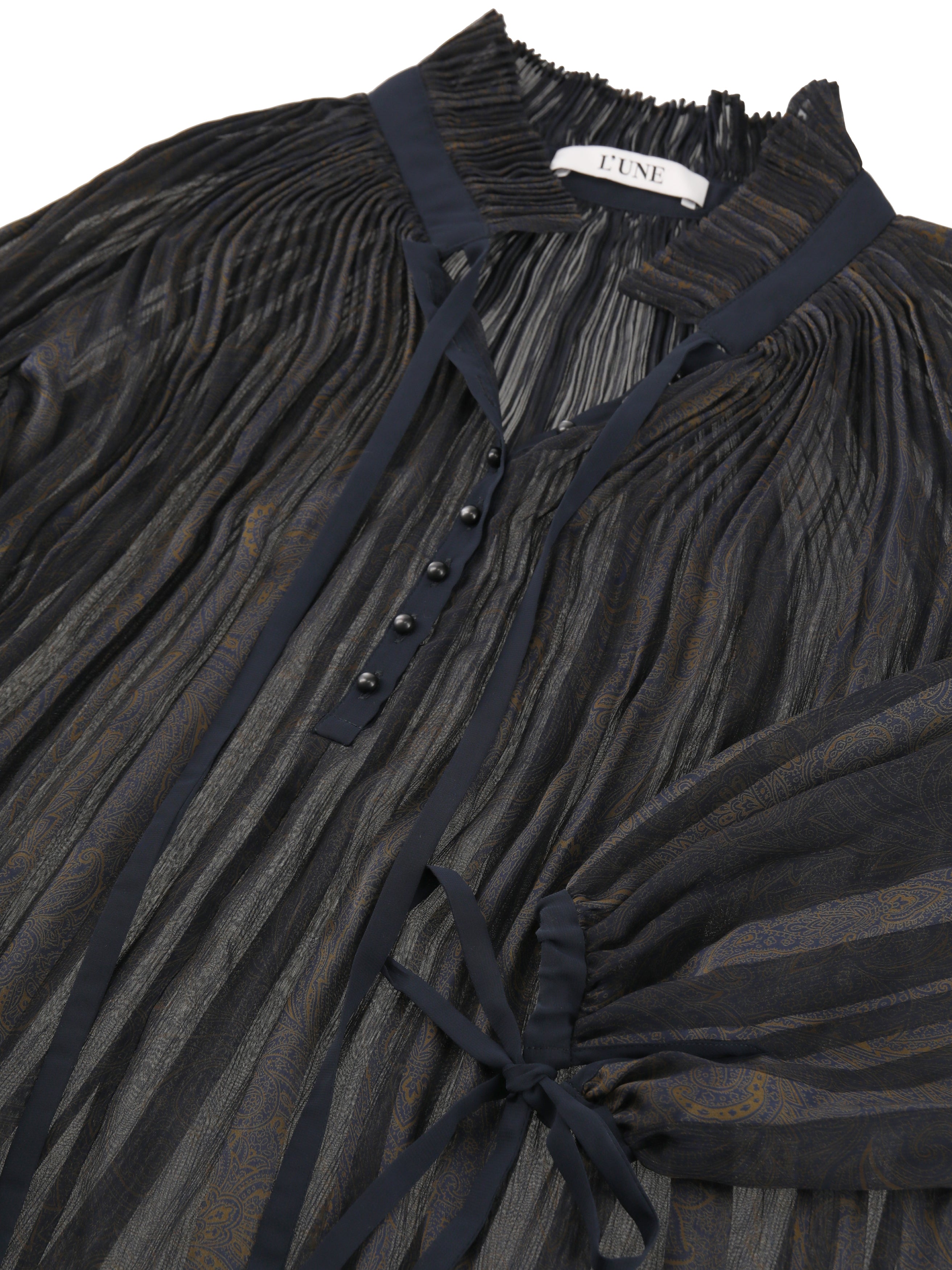 ペイズリープリント プリーツブラウス