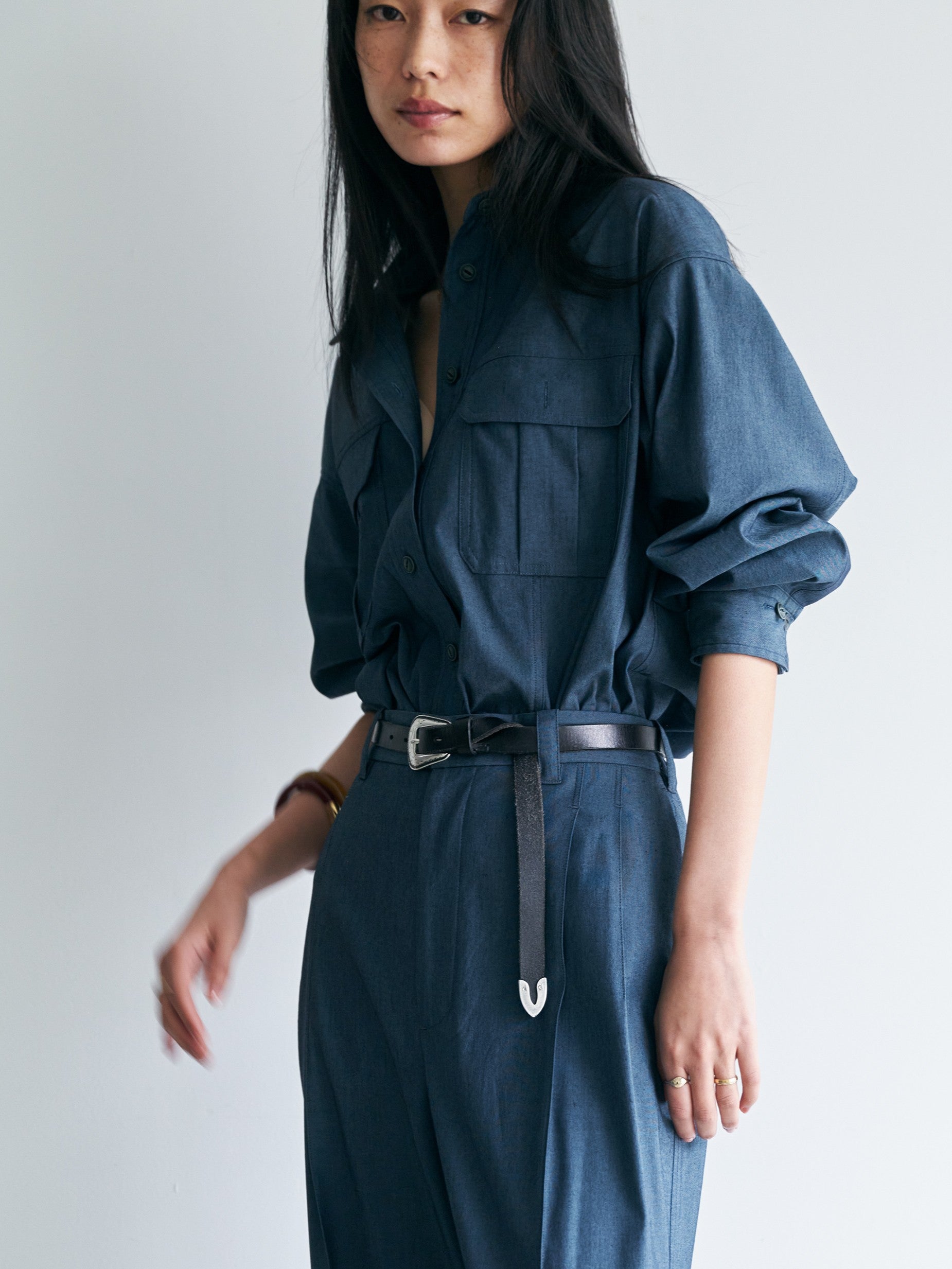 アシンメトリー シャツブルゾン BL