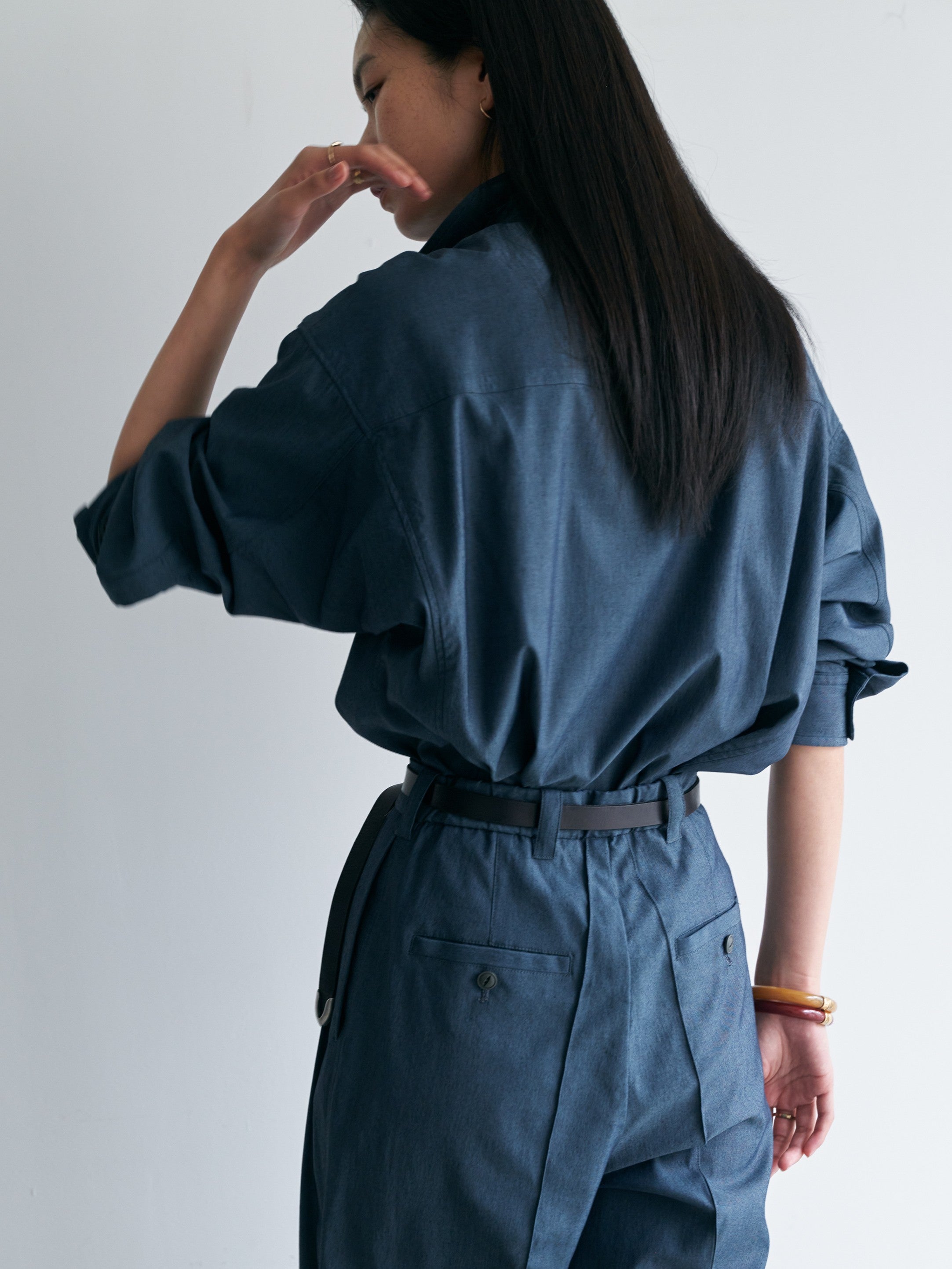 アシンメトリー シャツブルゾン BL