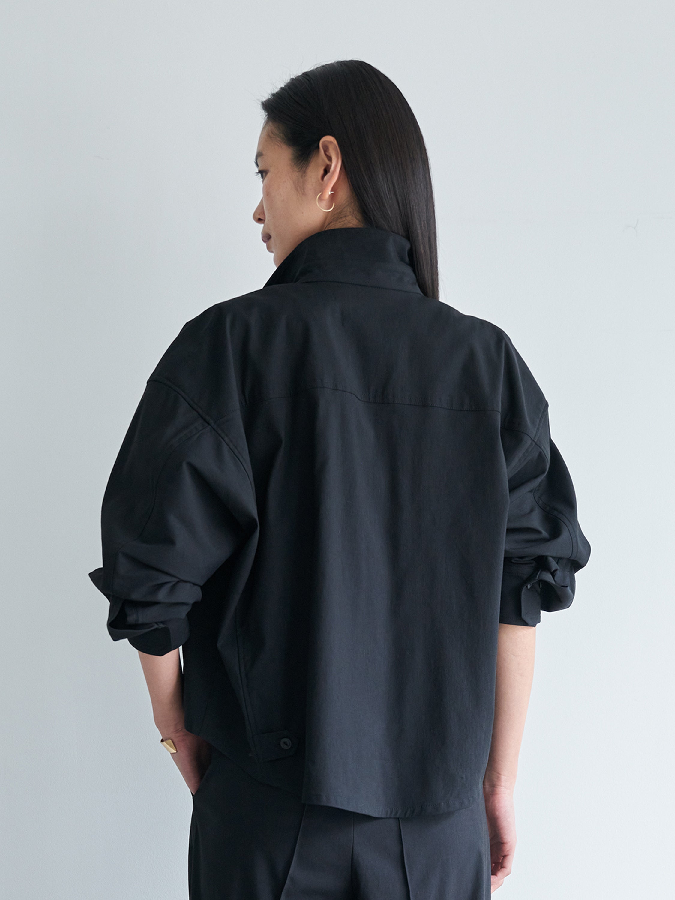 アシンメトリー シャツブルゾン  BK
