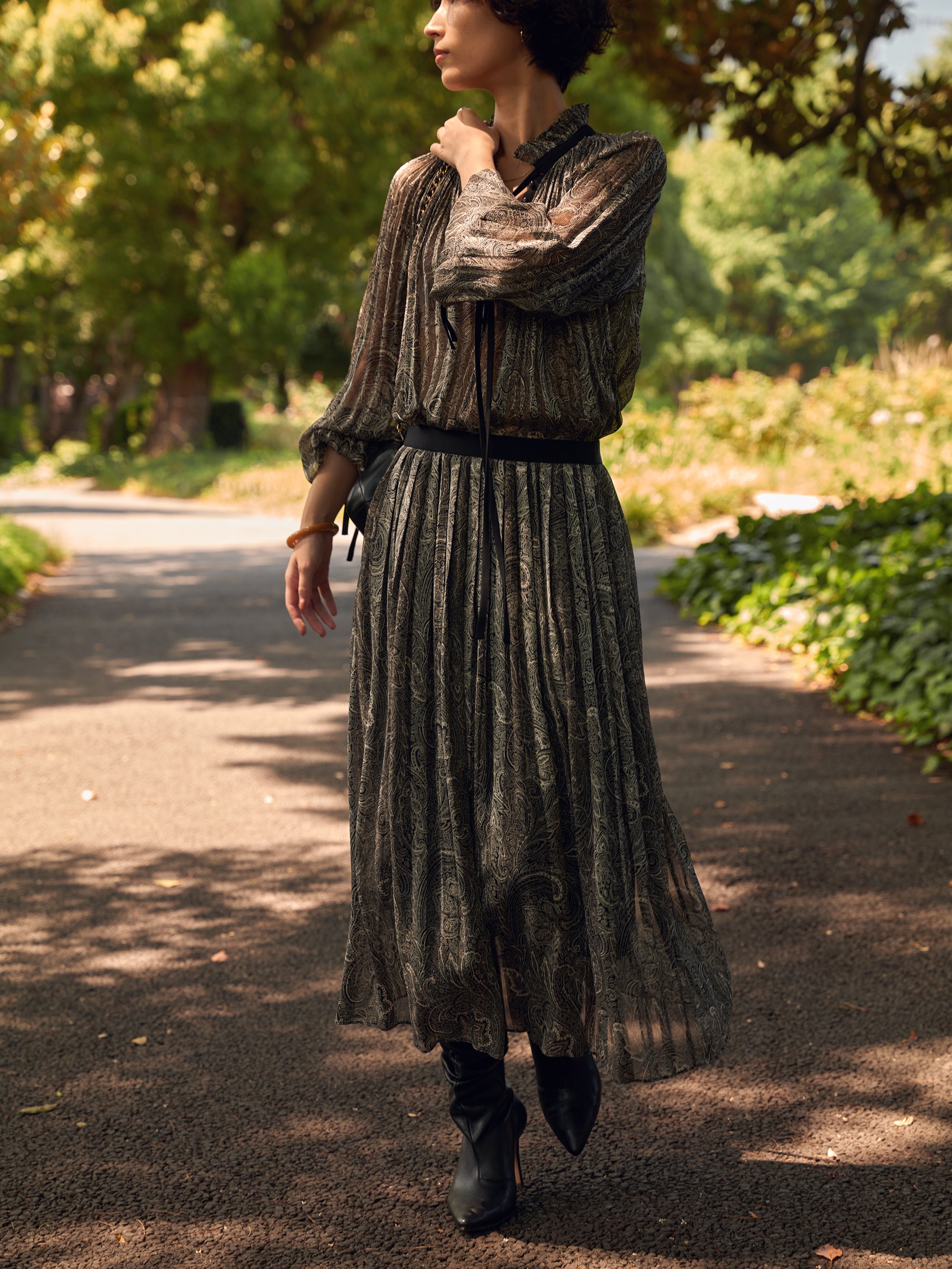 ペイズリープリント　プリーツスカート