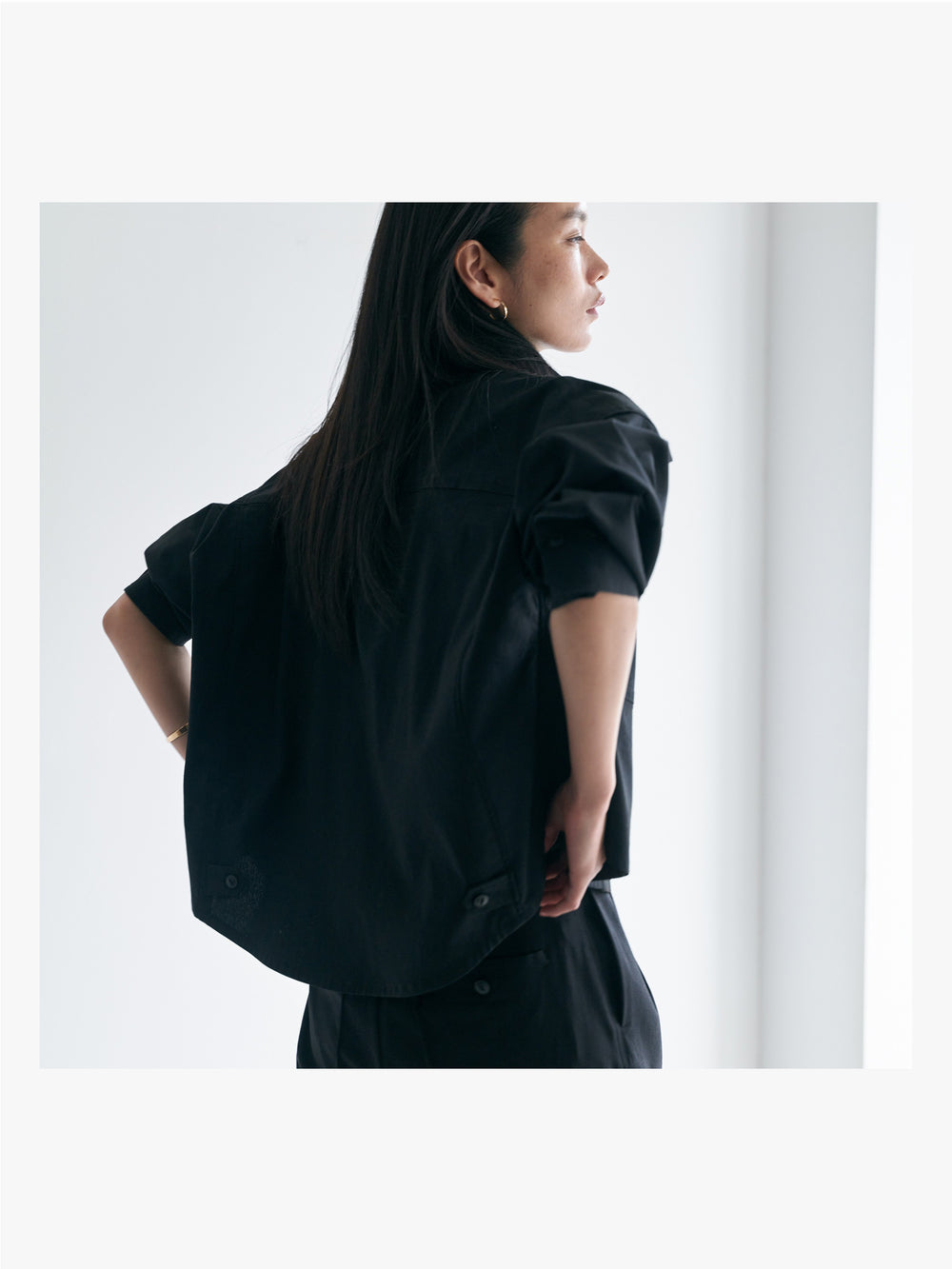 アシンメトリー シャツブルゾン  BK