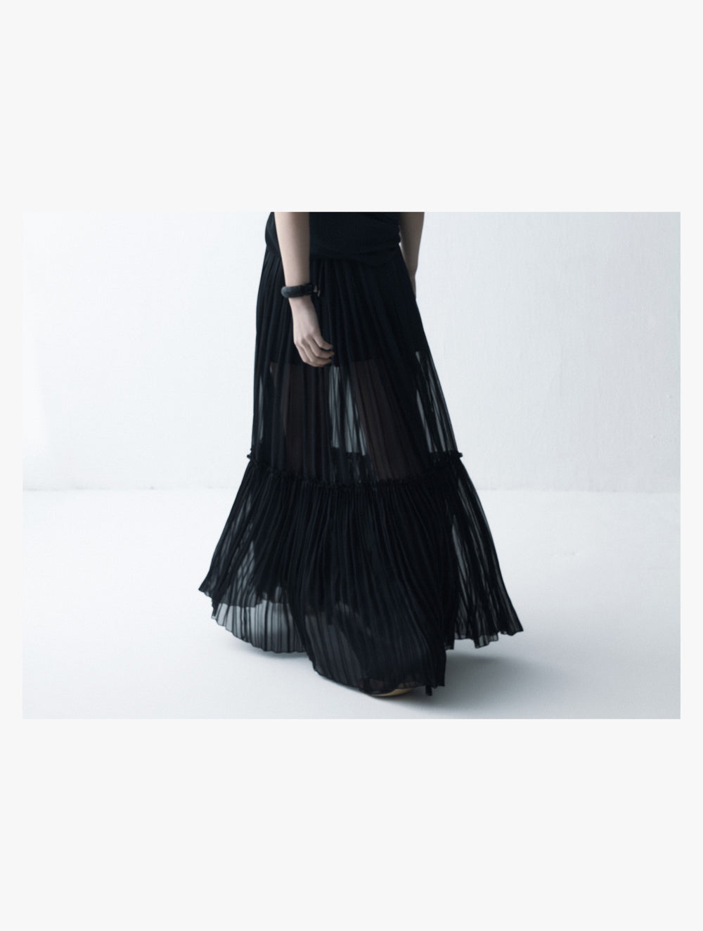 プリーツドレススカート(楊柳サテンストライプ)