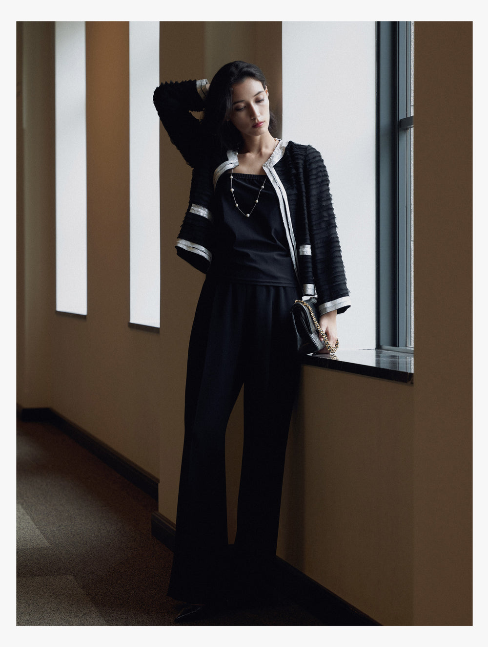 サイドラインパンツ（バックサテンジョーゼット）