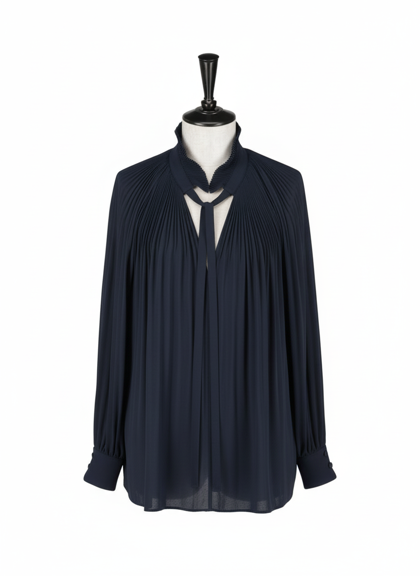 クレープ　プリーツブラウス