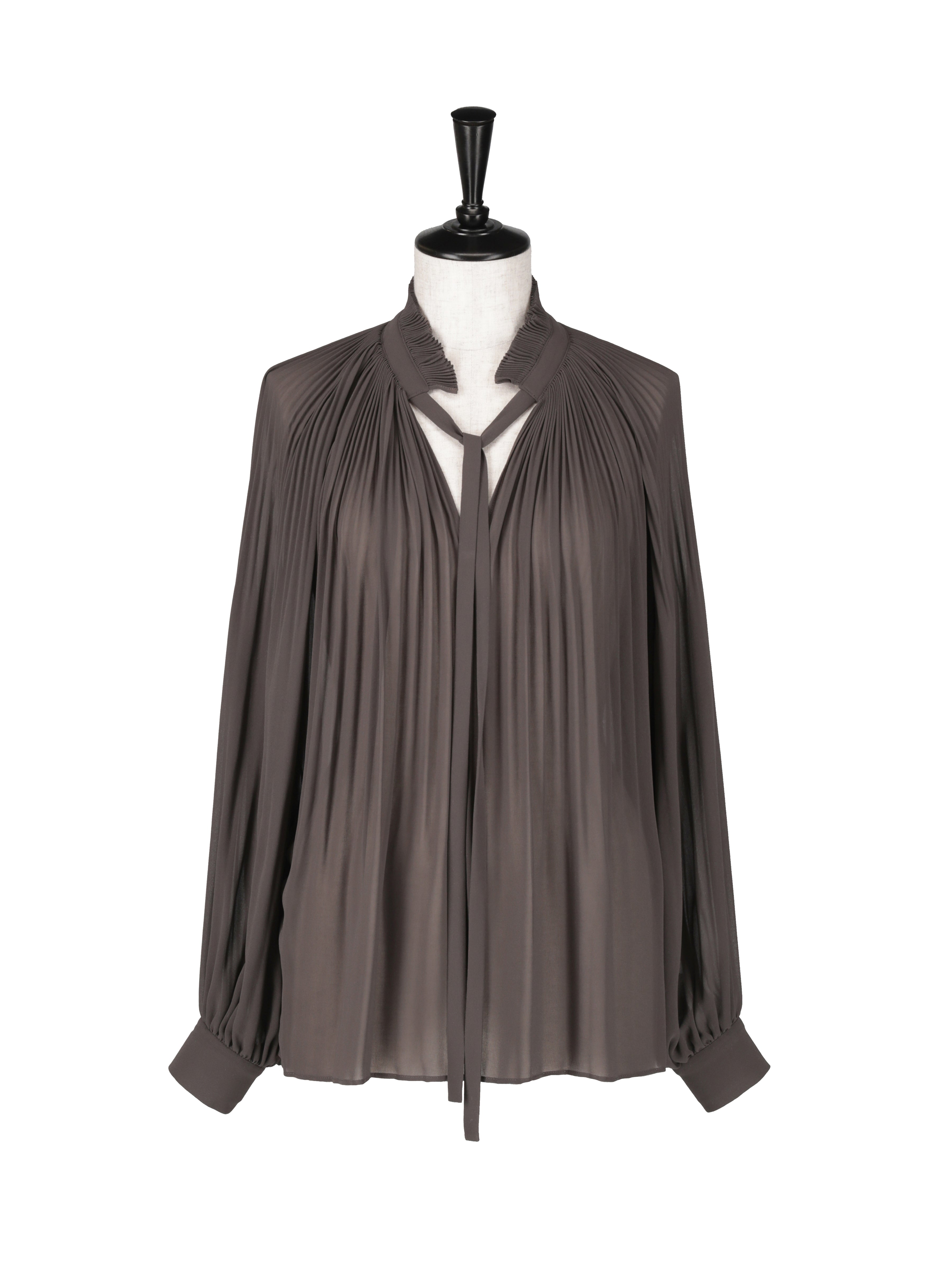 プリーツフリルミニカラー　ブラウス