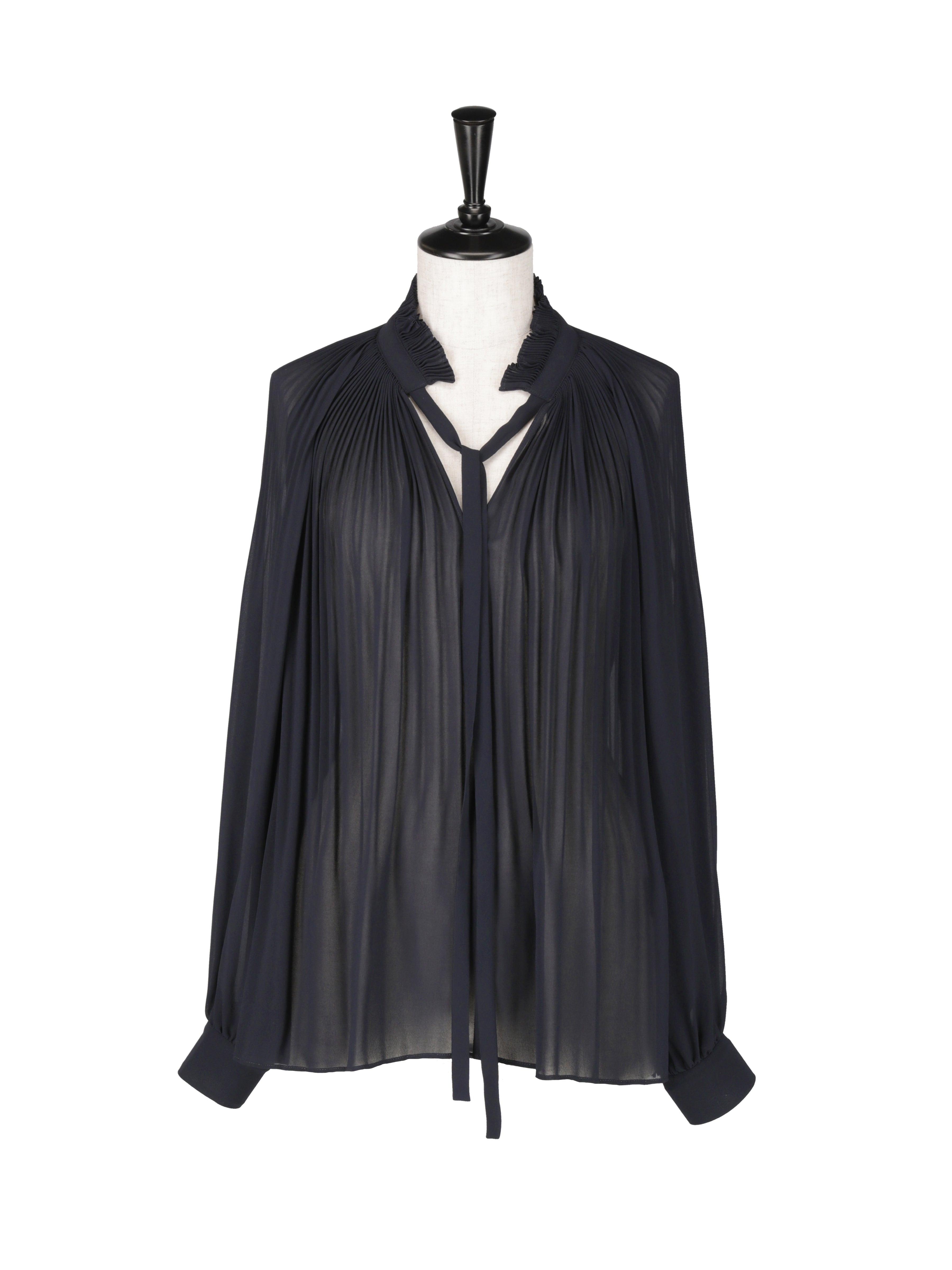 プリーツフリルミニカラー　ブラウス