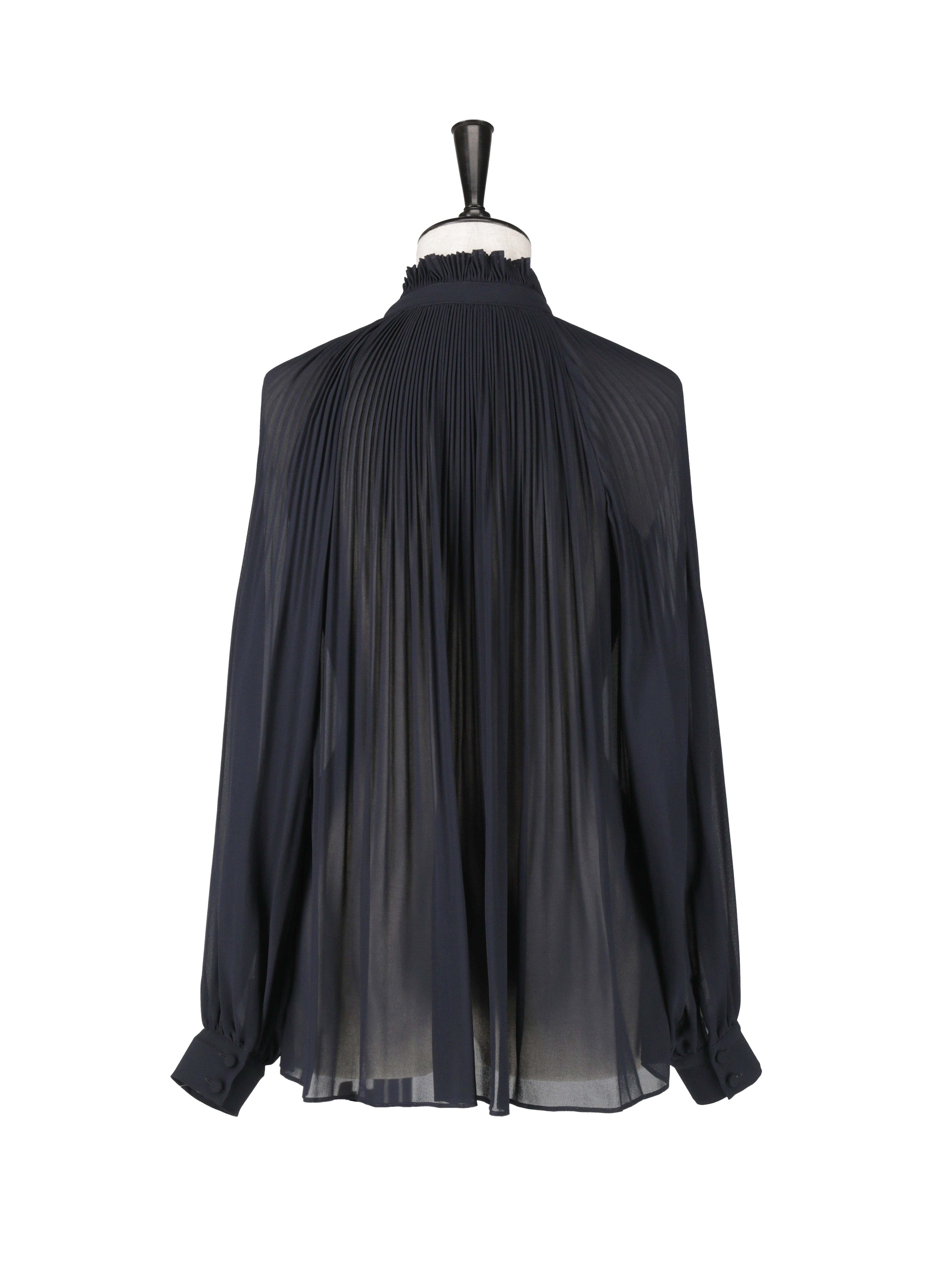 プリーツフリルミニカラー　ブラウス