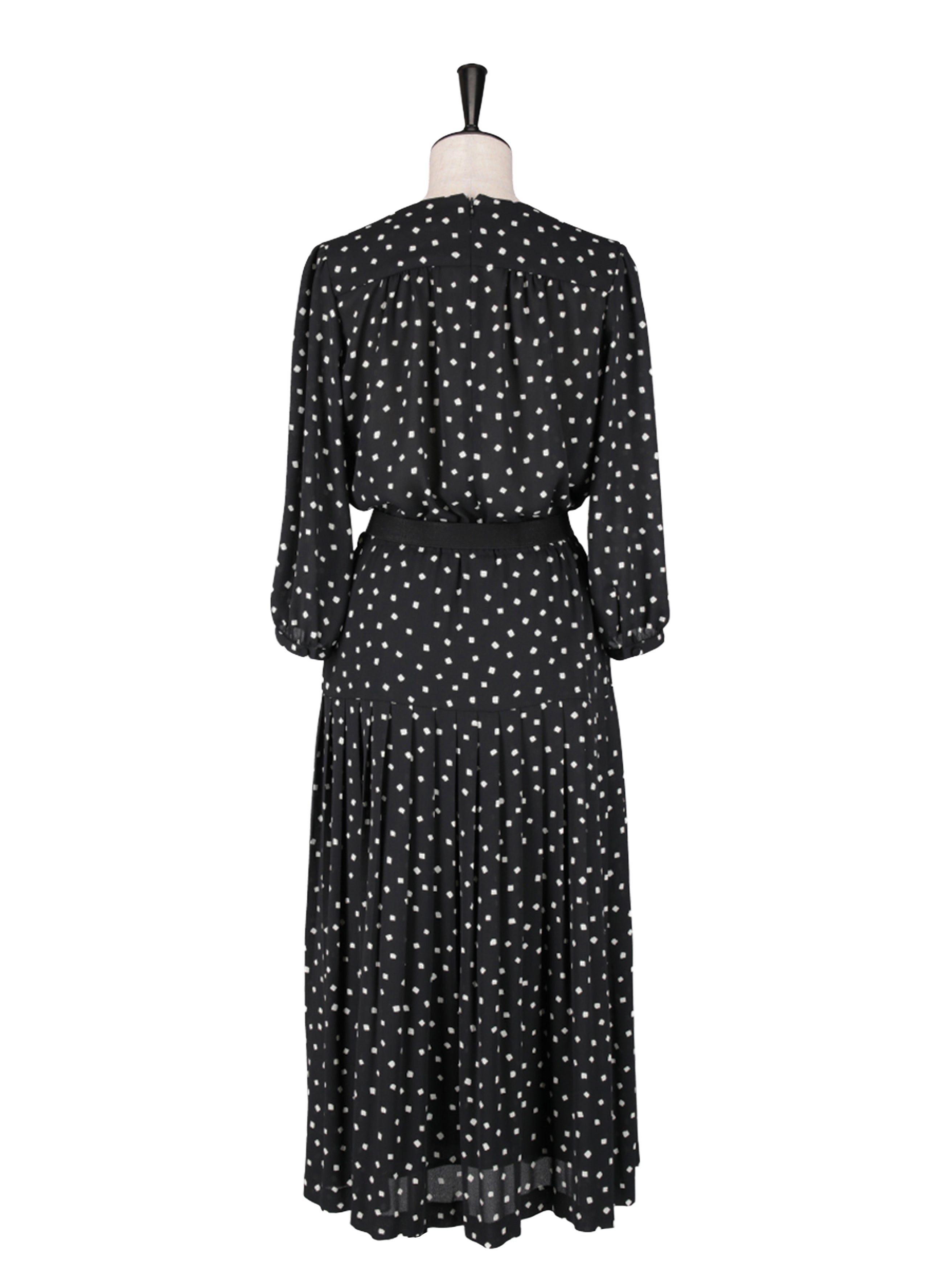 スクエアプリント　カシュクールプリーツドレス