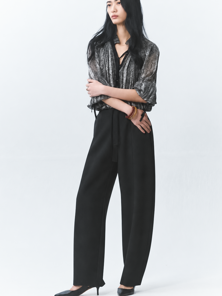 Wool twill curvy pants