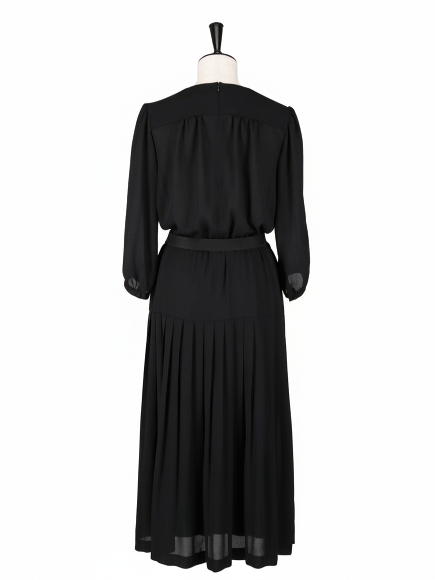 クレープ　カシュクールプリーツドレス